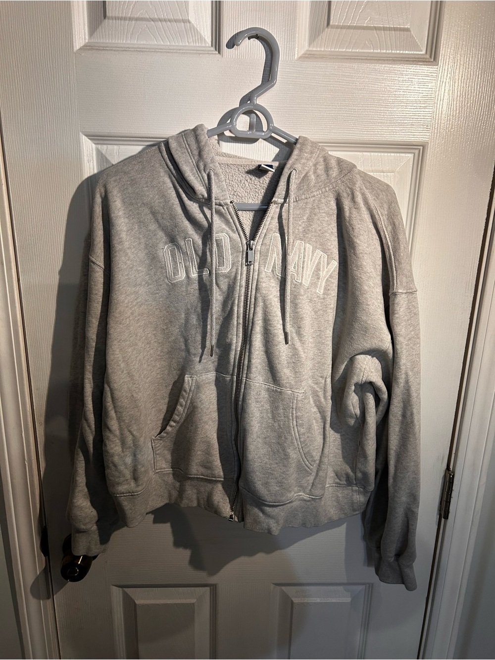 Old Navy Light Gray Women's Full-Zip Hoodie Sweatshirt